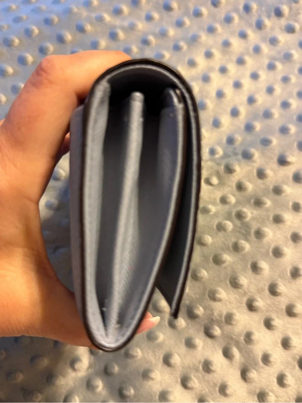 Michael Kors Pebbled Leather Continental Wallet in Light Gray/light blue